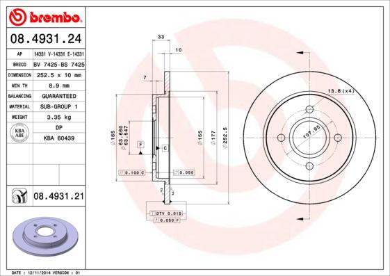 Brembo 08.4931.24 - Discofreno autoricambi360.it