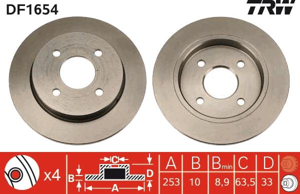 TRW DF1654 - Discofreno autoricambi360.it